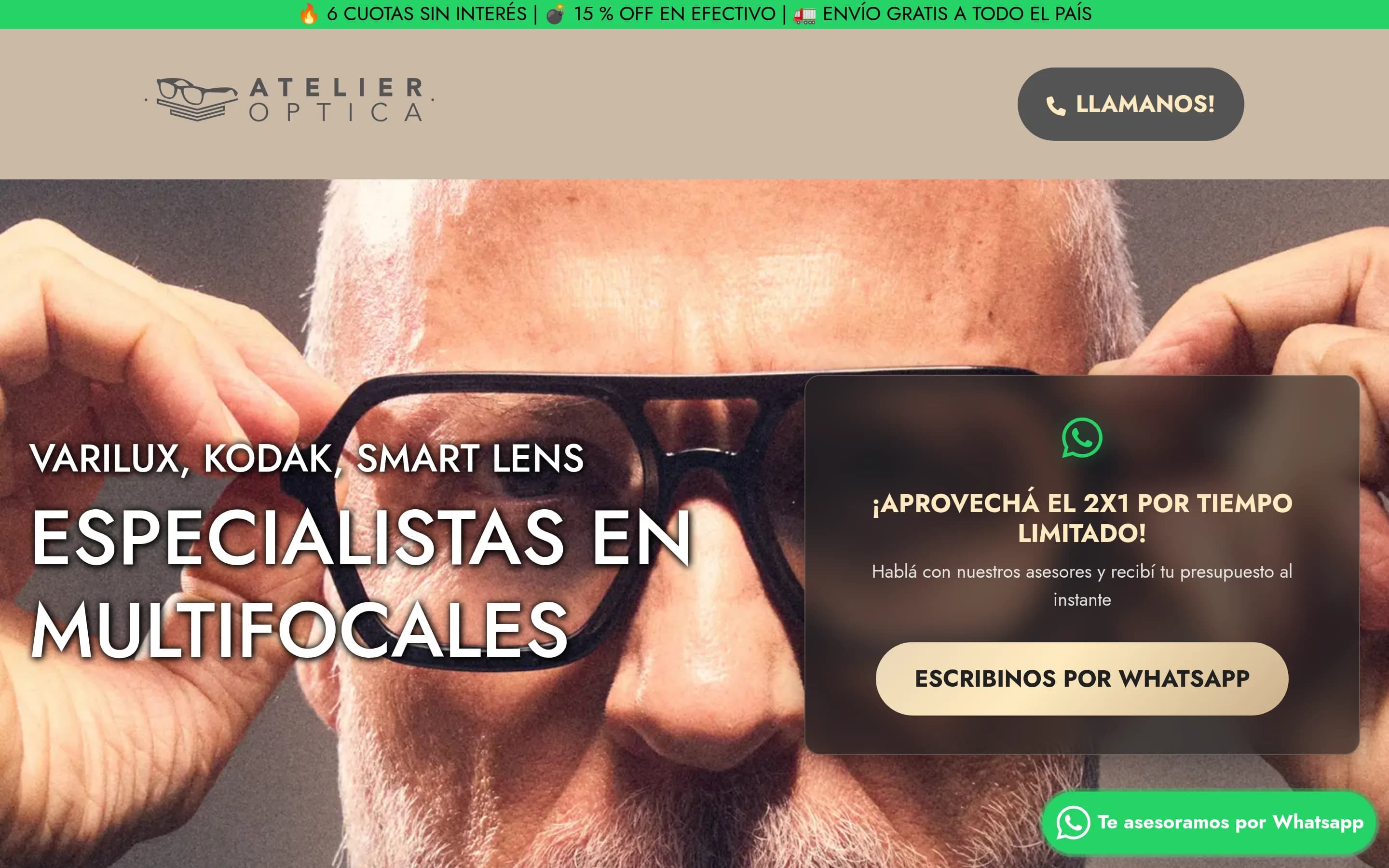 Atelier Óptica: Promo Landing